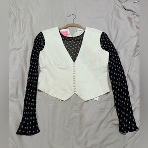 Cream lightly stained made in Italy top women size 40 vest floral top